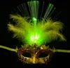 LED Halloween Party Flash Glowing Feather Mask Mardi Gras Masquerade Cosplay Venetiaanse maskers Halloween -kostuums SN4252