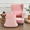 Fodere per sedie Tinta unita Braccio inclinato King Back Cover Elastic Armchair Wingback Wing Sofa Stretch Protector