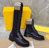 Automne hiver femmes chaussettes bottes peau de vache souple tricoté élastique à lacets bottes longues designer botte haute en cuir dame lettre chaussure femmes à semelles épaisses