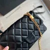 CC Bag 22K French Womens Flap Designer Crossbody Bag Quilted Black Diamond Pattern Square Shoulder Bags Goldtone Metal Hardware Multi Pochette Sacoche Handtassen 22c