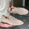 Chaussures habillées Hommes Mocassins Couleur Unie Faux Daim Bout Carré Talon Bas Boucle En Métal Mode Affaires Décontracté Mariage Quotidien 221119