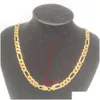 Chaînes Collier Chaîne Or Réel Solide Fine Stampep 14K Laiton Ed Hommes Figaro Bling Lien 600Mm 8Mm Drop Delivery Bijoux Colliers Penda Dh4Es