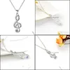 Pendant Necklaces Fashion Musical Note Diamond Pendant Necklace Women Necklaces Chains Jewelry Drop Delivery Pendants Dhv97