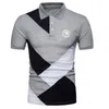 Men's Polos Stitching Polo Shirt Handgun USA Logo Fashion Business Casual Polyester Slim Fit Summer Tops