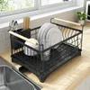 Support de séchage de vaisselle de rangement de cuisine, organisateur d'évier en acier inoxydable et ensemble d'égouttoir avec porte-ustensiles, comptoir de tasses