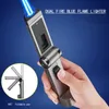 Novel Foldable Torch Gun Lighters Double Jet Gas Cigar Lighter Windproof Kitchen BBQ Lighter Cigarette Smoking Accessories Gift