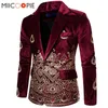 Мужские костюмы Blazers Floral Emelcodery Wedding для мужчин роскошные винные бархатные бархатные лишние малыш