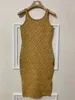 Robes décontractées Designer Femmes Robes 3D Relief Lettres complètes Robe Classique Vintage Mode Tricots Col montant à manches courtes Dames Cardigan Jumper Vêtements GG9A