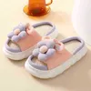 Flower Designer Brand 2022 Spring Thick Sole Open Toe Cotton Slippers Home Indoor Slides Pregnant Women Students Female Shoes J220716