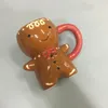 Kupalar 300ml Gingerbread Man Karikatür Sevimli Kawaii Noel 3D Seramik Sub Süt Kahve Suyu Hediye 221119