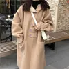 Femmes mélange manteau conçu boutons poches solide hiver longs manteaux à capuche beaux manteaux épais filles mode coréenne 221119
