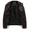 Männer Mode PU Leder Jacke Frühling Herbst Neue Britischen Stil Männer Leder Jacke Motorrad Jacke Männlichen Mantel Schwarz Braun M3XL9364507