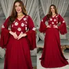 Abbigliamento etnico Fiore Abaya Eid Ramadan Djellaba Abito lungo musulmano da donna Abito da festa manica svasata Dubai Turchia Kaftan Islamic Jalabiya Robe