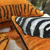 Travesseiro decoração de casa capa de case decorativa moderna luxuoso luxo mole laranja zebra bordado sofá -cama de cadeira de cadeira