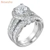 Bague solitaire elle 925 bagues de fiançailles de mariage en argent sterling ensemble pour les femmes poire ovale coupe AAAAA CZ imitation diamant bijoux de mariée 221119