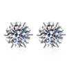 Stud Earrings Snowflake Heartshaped Sixclaw S925 Sterling Silver for Women Pt950 Stone Fine Jewelry 221119