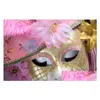 Party Masks Elegant Venetian Masks With Feather Flower Hat Fl Face Masquerade Party For Women Wedding Cosplay Props Drop Delivery Ho Dhi2C