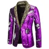 Men's Suits Blazers Luxury Gold Sequin Glitter Jacket Men Slim Fit Notched Lapel Blazer Mens Nightclub Stage Singers Costume Homme 221121