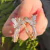 Hoopörhängen Glänsande mikropastor kubik zirkoniumcirkel runt söt fjäril för kvinnor modeparty smycken