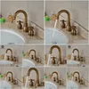 Banyo lavabo muslukları antika pirinç çift sap havza musluğu yaygın 3 delikli banyo mikser musluklar güverte montaj drop dağıtım ev gar dhzwm