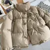Trenchs de femmes manteaux femmes manteau d'hiver à manches longues col montant chaud couleur unie beige casaco feminino