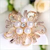 Pins broches Crystal Pearl bloembroches pins cor sier gouden pin bruiloft cadeau drop levering sieraden dhquz