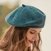 Women Fashion Berets Sweet Lovely Wool Outdoor Travel autumn winter Windproof Hats For Ladies Party knit Dome Top Cap