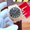 Topselling Men's Watches new version 115510 15510OR Blue Dial 41mm Automatic Mechanical Transparent 18K Rose Gold Leather Strap Bands Mens Wristwatches