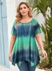 T-shirt grande taille pour femmes 5XL 6XL Plus Size Vêtements pour femmes Été à manches courtes Tie Dye Imprimer Casual Tee Shirt Peplum Tops Irrégulier Long Blouse 221121