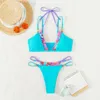 2023 Patchwork Bikinis Print Swimwear Woman Swimsuit Triangle Bikini Set Micro Thong Bikini Halter Beachwear Bandage Swimsuits