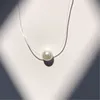 New Personality Fashion Square Necklaces Imitation Pearl Crystal Zircon Necklace Invisible Transparent Fishing Line Necklace Women