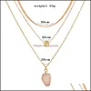 Collane con ciondolo Irregar Crystal Collana con ciondolo drusa Catene d'oro Collane multistrato Girocollo Gioielli moda donna Drop Delivery Pe Dhpwa