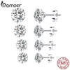 Stud CZ Earrings 925 Sterling Silver Platinum Plated Round Cubic Zirconia Hypoallergenic 4mm 5mm 6mm 7mm BSE166 221119
