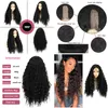 Syntetiska peruker för kvinna cosplay djup curl spets front peruk mode natura lång svart peruk mellersta del falskt hår