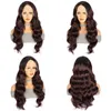 Perruque Lace Front Wig synthétique Body Wave de couleur naturelle pour femmes, perruque de Cosplay quotidienne, faux cheveux longs et réglables avec raie centrale