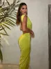 Vestidos casuais fsda profunda v pescoço mulheres vestido corporcon sexy sem costas midi dividido verde no verão clube de festa de praia 221121
