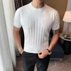 メンズのTシャツブリティッシュスタイルの夏のソリッドショートスリーブニットTシャツメンファッションOneck Strim Slim Fit Tee High Quality Men Clothing6colors221121