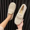 Klänningskor Fashion Luxury Lambool Loafers Moccasins Femme Winter Cotton Women Warm Plush Curly Furry Sheep Fur Flats 221119