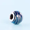 Blue Swirl Jewelry Bead Charm with Original Box for Pandora Sterling Silver Bangle Snake Chain Bracelets DIY Making Accessories Charms Factory wholesale