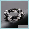 Regalo perfecto con cuentas para la persona que amas Pulsera de cuerda de cristal cuadrado natural Moda Piedra de lava Mujeres y hombres Entrega de gota J Dhqfg