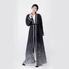 Ubranie etniczne muzułmańskie kobiety ubieraj się Turkish Abaya Printed Flower Maxi Kimono Open Robe Dubai Ramadan Kaftan