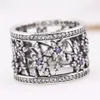 Compatible with jewelry ring silver Forget Me Not Purple Clear CZ rings 100% 925 sterling silver jewelry whole DIY For Women194D2985614