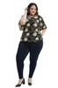 Kadınlar artı boyutu tişört yitonglian kadınlar kısa kollu yaz tişört baskılı daire desen zarif artı boyutları üst kısımlar bluz h375 221121