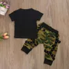 T-shirts manga curta e calças compridas de algodão infantil para meninos 2 peças conjunto de roupas para meninos verde X0719