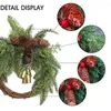 Flores decorativas, corona de mimbre navideña, ramas naturales de pino, bayas, conos de pino para suministros DIY, decoración de puerta del hogar Q0S0