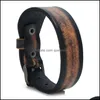 Bangle Punk Retro Pin Buckle Belt Leather Bangle Cuff Wide Justerable Armband Wristand For Men Women Fashion Jewelry Drop Delivery DHPB4
