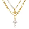Nouvelles robes de luxe pour femmes pull chaîne collier créatif rétro grande marque sceau incrusté de perles artificielles cou multicouche cha307U8101960