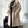 Мужские куртки траншея Mens Mens Fashion Oversoat Casual Slim Fit Solid Long Male Ourbreaker Outwear Homme 221121