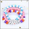 Charm Bracelets Qimoshi 12Pcs Friendship Word Bracelet Handcrafted Handmade Plur Accessory Edm Music Festival Words Letter Beaded St Dh4Oh