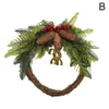 Decorative Flowers Christmas Rattan Wreath Pine Natural Branches Berries&Pine Cones For DIY Supplies Home Door Decoration Q0S0